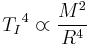 {T_I}^4\varpropto \frac{M^2}{R^4}