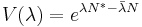 V(\lambda) = e^{\lambda N^* - \bar\lambda N}