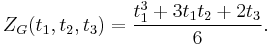 Z_G(t_1,t_2,t_3) = \frac{t_1^3 %2B 3 t_1 t_2 %2B 2 t_3}{6}.