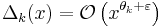 \Delta_k(x)=\mathcal{O}\left( x^{\theta_k%2B\varepsilon}\right)