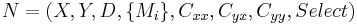 N=(X, Y, D, \{M_i\}, C_{xx}, C_{yx}, C_{yy},Select)