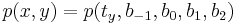 \textstyle p(x,y) = p(t_y, b_{-1}, b_{0}, b_{1}, b_{2})