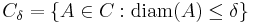 C_\delta= \{A \in C: \operatorname{diam}(A) \leq \delta\} 