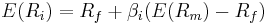 E(R_i) = R_f %2B \beta_{i}(E(R_m) - R_f)\,