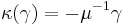 \kappa(\gamma) = - \mu^{-1} \gamma