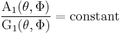\frac{\mathrm{A_{1}}(\theta,\Phi)}{\mathrm{G_{1}}(\theta,\Phi)} = \mathrm{constant}