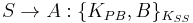 S \rightarrow A: \{K_{PB}, B\}_{K_{SS}}