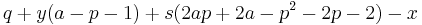  q %2B y(a - p - 1) %2B s(2ap %2B 2a - p^2 - 2p - 2) - x 