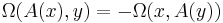 \Omega(A(x), y)=-\Omega(x, A(y))