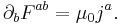 \partial_b F^{ab}=\mu_0j^a.