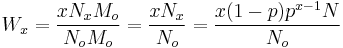 W_x=\frac{xN_xM_o}{N_oM_o}=\frac{xN_x}{N_o}=\frac{x(1-p)p^{x-1}N}{N_o}