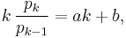 k \, \frac{p_k}{p_{k-1}} = ak %2B b,