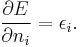 \frac{\partial E}{\partial n_i}=\epsilon_i.