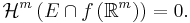 \mathcal{H}^m \left(E \cap f\left(\mathbb{R}^m\right)\right)=0.