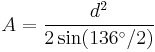 A = \frac{d^2}{2 \sin(136^{\circ}/2)}