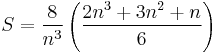 S = \frac{8}{n^3} \left(\frac{2n^3%2B3n^2%2Bn}{6}\right)