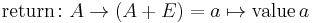 \text{return}\colon A \to \left( A %2B E \right) = a \mapsto \text{value} \, a