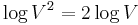 \log V^2 = 2 \log V