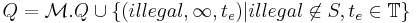 Q=\mathcal{M}.Q \cup
\{(illegal,\infty, t_e)| illegal \not \in S, t_e \in \mathbb{T} \}