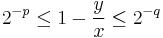 2^{-p} \le 1 - \frac{y}{x} \le 2^{-q} 