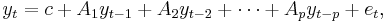 y_{t}=c %2B A_{1}y_{t-1} %2B A_{2}y_{t-2} %2B \cdots %2B A_{p}y_{t-p} %2B e_{t},