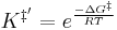 K^{\Dagger '} = e^{\frac{- \Delta G^{\Dagger }}{RT}}