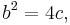 b^2=4c,