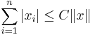 \sum^n_{i=1}|x_i|\le C \|x\|