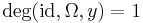 \deg(\operatorname{id}, \Omega, y) = 1