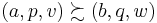 \left(a, p, v\right)\succsim \left(b, q, w\right)