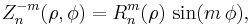 Z^{-m}_n(\rho,\phi) = R^m_n(\rho)\,\sin(m\,\phi), \!