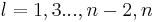 l=1,3...,n-2,n