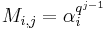 M_{i,j} = \alpha_i^{q^{j-1}}