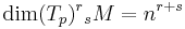 \dim (T_p)^r{}_sM = n^{r%2Bs}