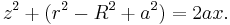 z^2 %2B (r^2 - R^2 %2B a^2) = 2ax.