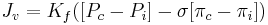 \ J_v = K_f ( [P_c - P_i] - \sigma[\pi_c - \pi_i] )