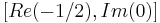 \left[Re(-1/2), Im(0)\right]