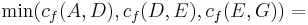 \min(c_f(A,D),c_f(D,E),c_f(E,G)) = 