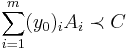 \sum_{i=1}^m (y_0)_i A_i
\prec C