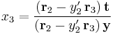 x_{3} = \frac{ (\mathbf{r}_{2} - y'_{2} \, \mathbf{r}_{3}) \, \mathbf{t} }{ (\mathbf{r}_{2} - y'_{2} \, \mathbf{r}_{3}) \, \mathbf{y} } 