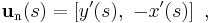 \mathbf{u}_\mathrm{n}(s) = \left[ y'(s),\ -x'(s) \right] \ , 