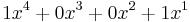 1x^4 %2B 0x^3 %2B 0x^2 %2B 1x^1