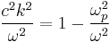 \frac{c^2k^2}{\omega^2}=1-\frac{\omega_p^2}{\omega^2}