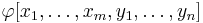 \varphi[x_1,\ldots,x_m,y_1,\ldots,y_n]