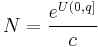 N = \frac{e^{U(0, q]}}{c}