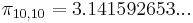 \pi_{10,10}=3.141592653...