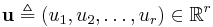 \mathbf{u} \triangleq (u_1, u_2, \dots, u_r) \in \mathbb{R}^r