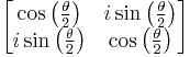 \left[ \begin{matrix} \cos \left( \frac{\theta}{2} \right) & i \sin \left( \frac{\theta}{2} \right) \\ 
                               i \sin \left( \frac{\theta}{2} \right) & \cos \left( \frac{\theta}{2} \right) \end{matrix} \right]