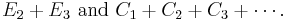  E_2 %2B E_3 \mbox{  and  } C_1 %2B C_2 %2B C_3 %2B \cdots.