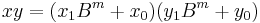 xy = (x_1B^m %2B x_0)(y_1B^m %2B y_0)\,\!